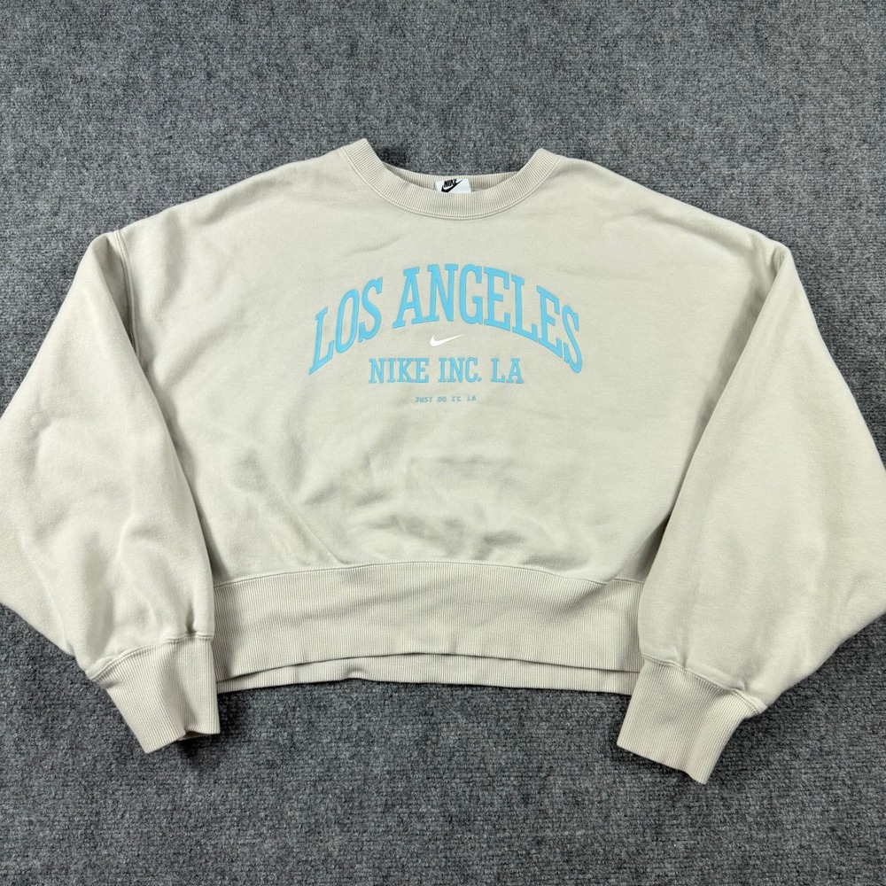 Nike Sweatshirt Womens Small Beige Los‎ Angeles Nike Inc LA Cropped FQ6232-104